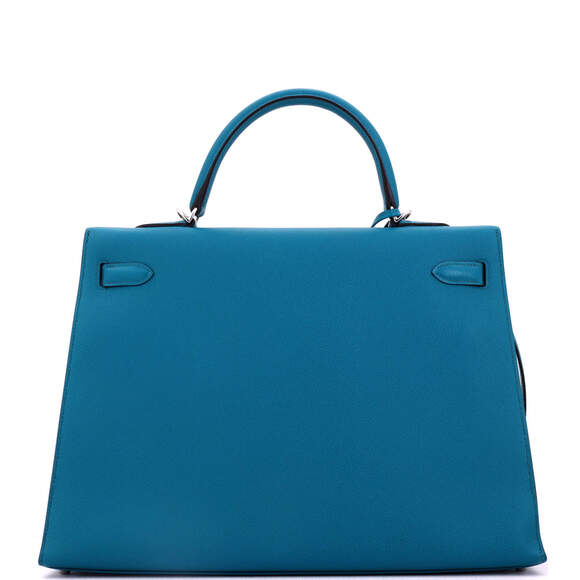 Hermes Kelly 35 Blue Epsom with Palladium Hardware - Picture 3 of 7